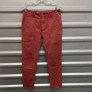 Anthropologie Pilcro Slim Straight Utility Trousers 26 JEAN Pink FLAP Pockets